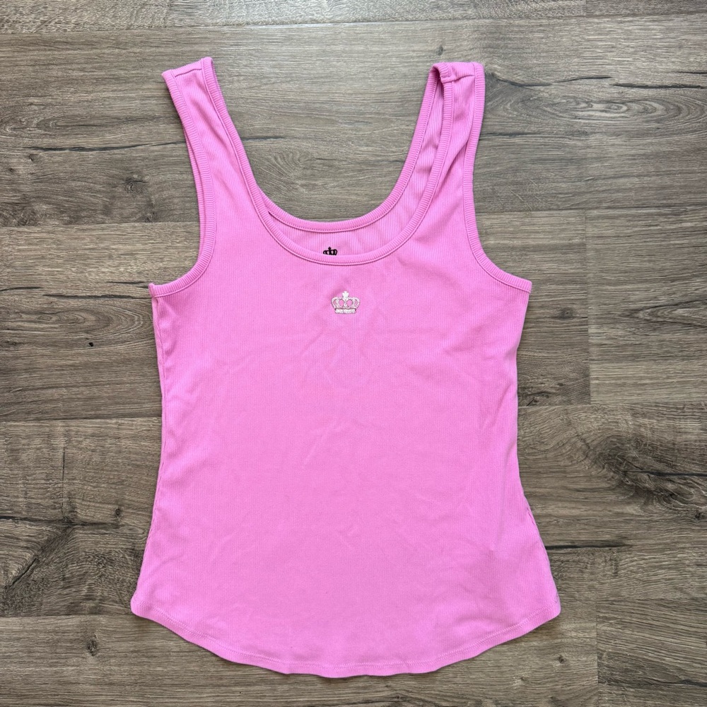 Juicy Couture Pink Ribbed Crown Tank Top Size Medium Women Y2k Vintage